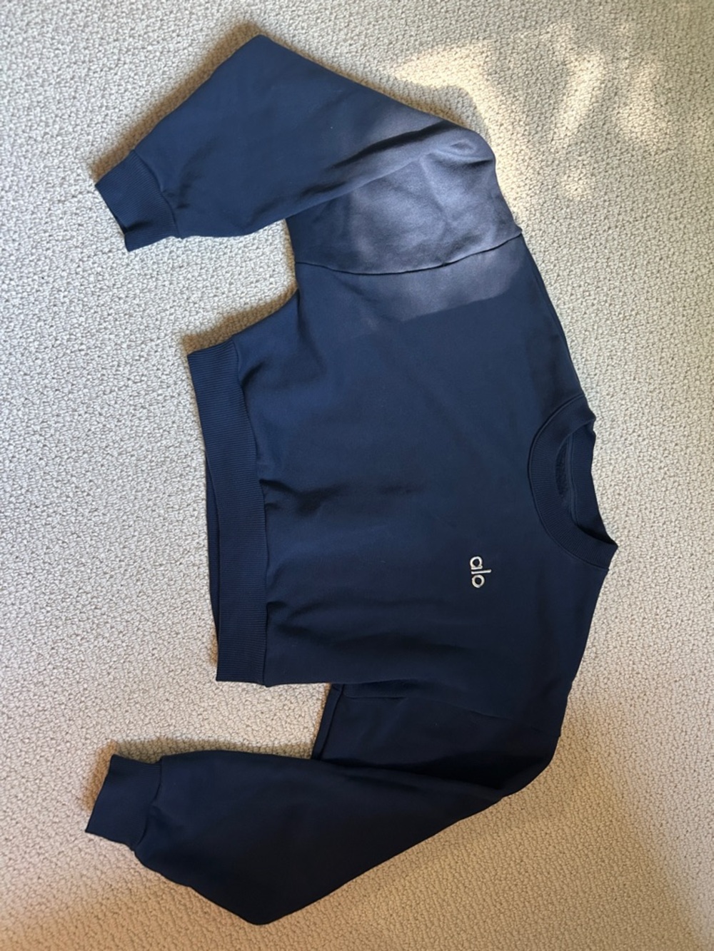 ALO Yoga Navy Cropped Crew Sweatshirt